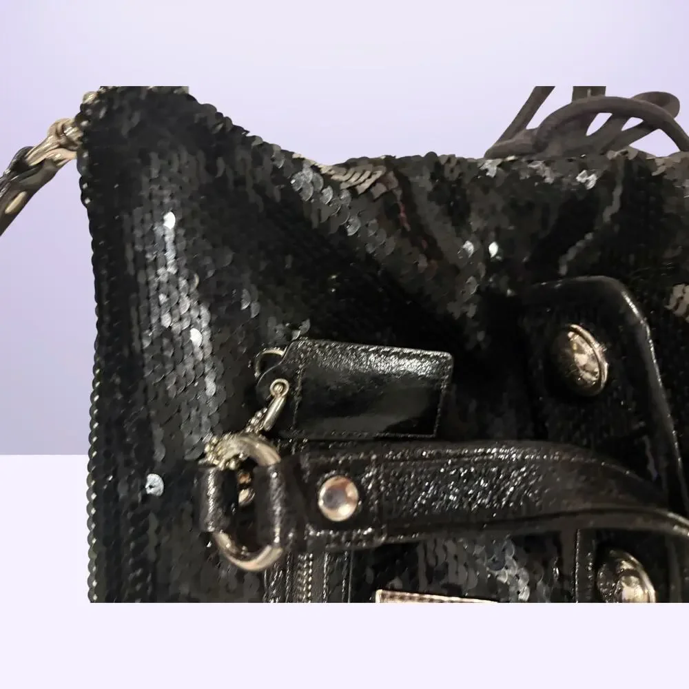 Coach Poppy 13821 Black Sequin Spotlight Tote Antique Brass NWOT Rare Bag